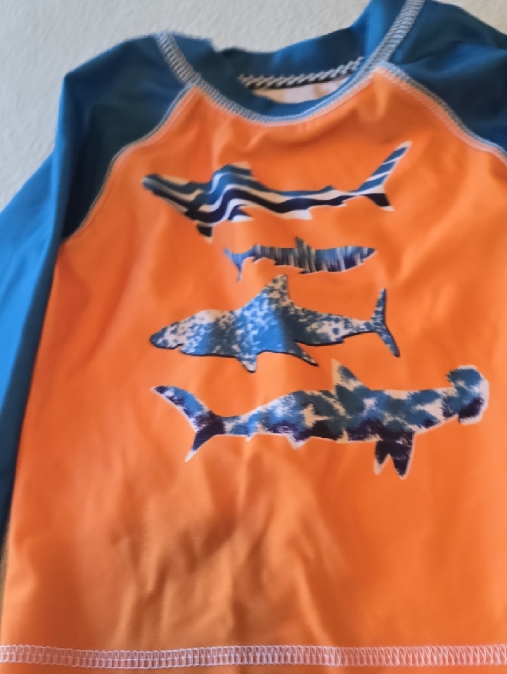 Sovereign Code Orange & Blue Shark Swim Rashguard Set - Picture 3 of 3